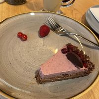 Ooops I tried before I took photos. Pomegranate cake  at Vegan Garden Budapest in Budapest