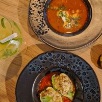 Hungarian Goulash / Zucchini stuffed with vegetables, tofu and quinoa at Vegan Garden Budapest in Budapest