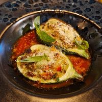 Zucchini stuffed with vegetables, tofu and quinoa at Vegan Garden Budapest in Budapest