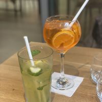 Elderflower and Mint Lemonade, Aperol Spritz  at Vegan Garden Budapest in Budapest