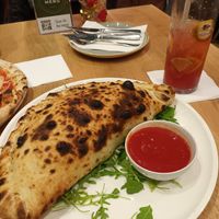 Calzone, erg lekker at Vegan Garden Budapest in Budapest