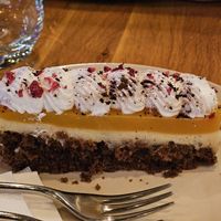 Dessert with passion fruit at Vegan Garden Budapest in Budapest