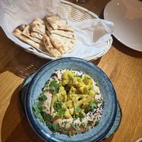 Cashew hummus with pita bread  at Vegan Garden Budapest in Budapest