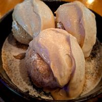 Dessert dumplings with cinnamon and “cottage cheese"   at Vegan Garden Budapest in Budapest