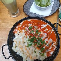 Mushroom stew and dumplings at Vegan Garden Budapest in Budapest