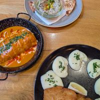 Schnitzel, pancake and dip at Vegan Garden Budapest in Budapest