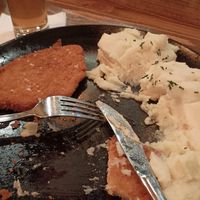 Snitzlel and mashed potatoes. It was so good, I wanted gravy, but honestly it was great without it. at Vegan Garden Budapest in Budapest