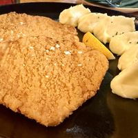 Schnitzel with mashed potato  at Vegan Garden Budapest in Budapest