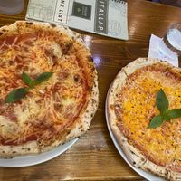 Pizza Ham and Pizza Quattro Formaggi at Vegan Garden Budapest in Budapest