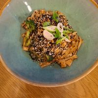 Udon Noodles and tofu at Vegan Garden Budapest in Budapest