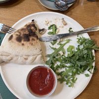 The calzone was just so delicious.  With feta style cheese, mushrooms and sun dried tomatoes.   at Vegan Garden Budapest in Budapest