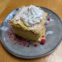 This traditional Hungarian pie I wouldn't recommend for someone who likes more lighter deserts, it tasted just like fat at Vegan Garden Budapest in Budapest