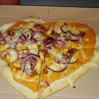 Cheese pizza at Vegan Garden Budapest in Budapest