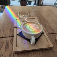 Cafè amb beguda de civada at Fika Coffee in Barcelona