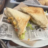 Sandwich vegetal (con mayonesa de huevo, queso con leche de vaca y huevo )  at La Miñoca in Lanzarote