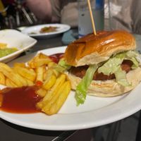 vegan chicken burger (but probable brioche bun)  at La Miñoca in Lanzarote