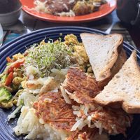 Vegan tofu scramble with gluten-free toast  at L.A. Cafe in Waterford