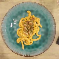 Caserecci pesto di fiori di zucca e anacardi at Magn'etico Osteria Bio & Veg in Borgo San Lorenzo