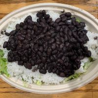 Salad with romaine, plain white rice, and double black beans.  at Cabo Fresh Mexican Grill in Stony Brook