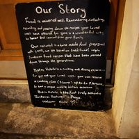 Lovely message at the front door    at Bistro Habibi in Prague
