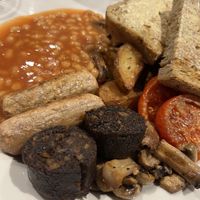 Vegan full English breakfast   at James' Cafe Bistro in Leicester