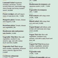 Vegan menu on the right  at LaMundi in Cordoba