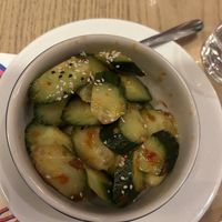Chili garlic cucumbers   at La La Noodle in Las Vegas