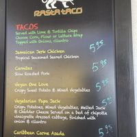 Taco menu  at Rasta Taco in Laguna Beach