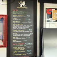 Taco menu  at Rasta Taco in Laguna Beach