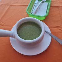 Soup comes with meal of the day at Govinda's in Santa Marta