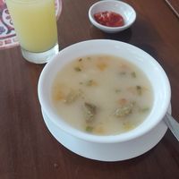 Potato soup at Govinda's in Santa Marta