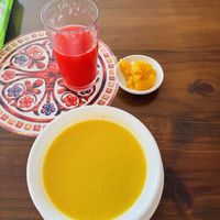Soup, juice and dessert   at Govinda's in Santa Marta