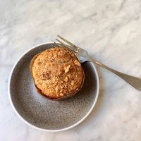 Vegan banana walnut muffin  at Amano Café in New York City