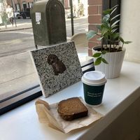 Pumpkin bread and coffeee at Amano Café in New York City