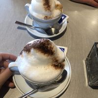 Decaf cappucino w soy milk & cocao powder~  at Bäckerei-Konditorei-Café Mor in Brugg