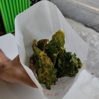 Fried sweet potato leaves! at Gugu Shushu - 菇菇薯薯全素炸物店  in Tainan