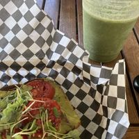 Avocado Toast and green smoothie  at Savoury Spoon in Sanibel