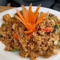 Basil Thai rice with added tofu at Sand Pebbles in Aurora