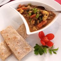 Vegan main dish at Colombo Hoppers Restaurant & Bar in Vienna