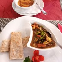 Vegan main dish at Colombo Hoppers Restaurant & Bar in Vienna