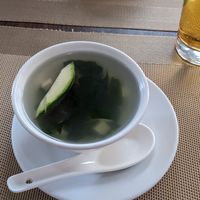 Mild veggie seaweed starter soup at BOK Restaurant in Vienna