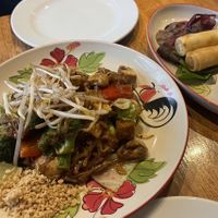 Vegan pad thai and spring rolls (they were actually 4 but ate 2 before taking a picture)  at Full Moon in Dublin