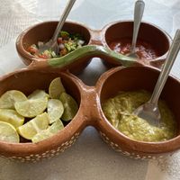 Pico de gallo, salsa, guacamole, lime  at 100% Vegana Taqueria in Puerto Vallarta