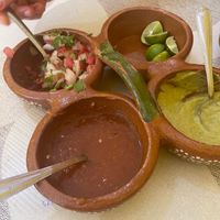 Platter of taco dressings at 100% Vegana Taqueria in Puerto Vallarta