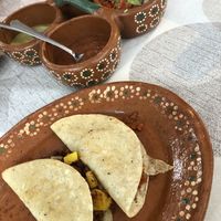Al pastor and birria tacos with accoutrements    at 100% Vegana Taqueria in Puerto Vallarta