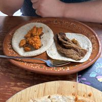 Chorizo taco (left); Milanesa taco (right)  at 100% Vegana Taqueria in Puerto Vallarta