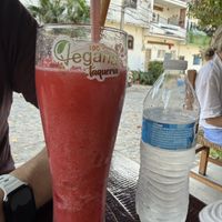 Strawberry smoothie  at 100% Vegana Taqueria in Puerto Vallarta