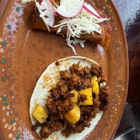 Birria dorado and asada tacos  at 100% Vegana Taqueria in Puerto Vallarta