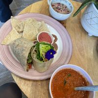 The rose cacao latte was delicious.I didn’t understand if the toppings were supposed to be mixed in or what. :p The Caesar Maple Tahini wrap was okay, but had an tasty gf tortill at Elixir De La Lune in La Jolla