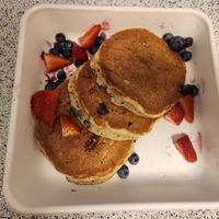 Vegan Banana Bliss Pancakes at Snooze in Addison
